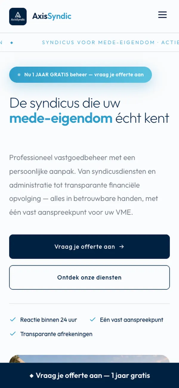 Website van Axis Syndic