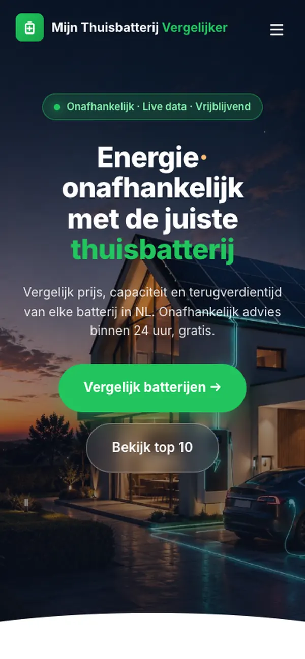 Website van Mijn Thuisbatterij Vergelijker