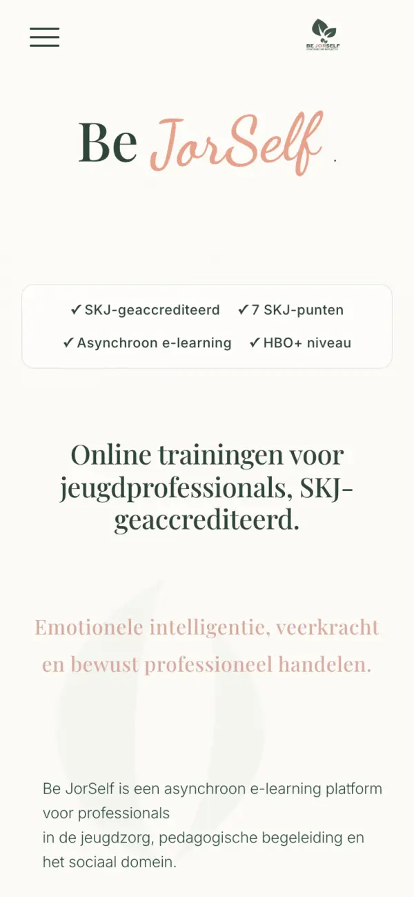 Mobile website of Be Jor Self