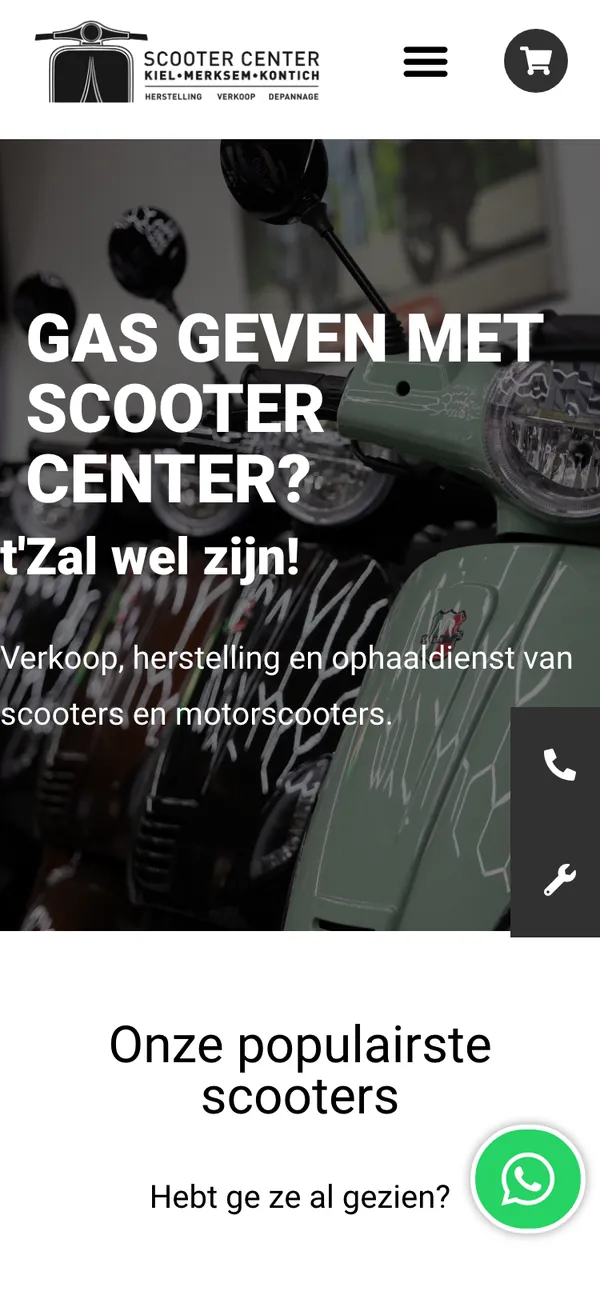 Mobiele website van Scooter Center
